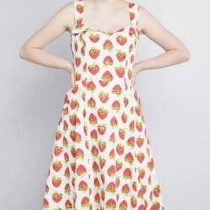 Modcloth Emily and Fin strawberry fit and flare dress